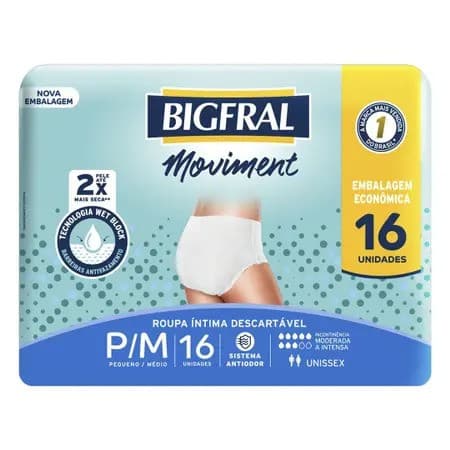 FRALDA BIGFRAL MOVIMENT UNISSEX P/M 4X16 | ONTEX