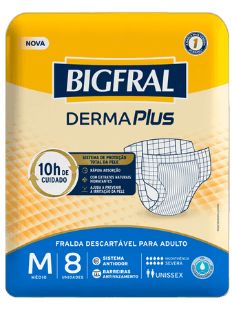 FRALDA BIGFRAL DERMA PLUS M 8X8 | ONTEX