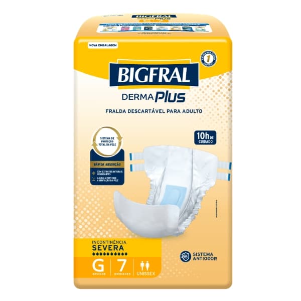 FRALDA BIGFRAL DERMA PLUS G 8X7 | ONTEX
