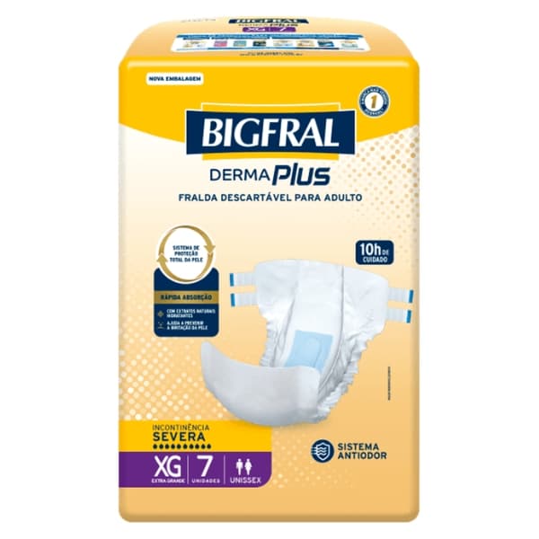 FRALDA BIGFRAL DERMA PLUS XG 8X7 | ONTEX