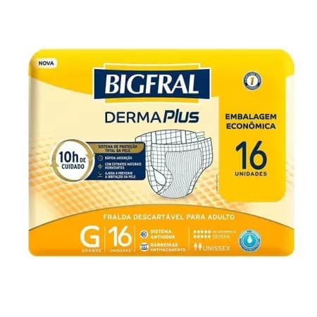 FRALDA BIGFRAL DERMA PLUS ECON G 4X16 | ONTEX