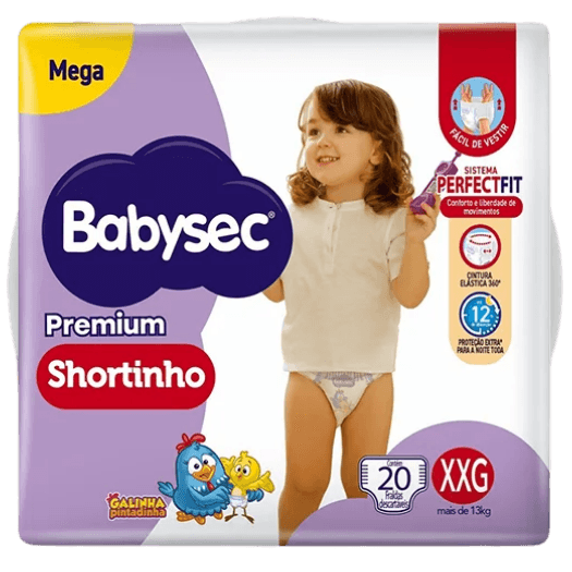 FRALDA BABYSEC MEGA SHORT PREMIUM XXG 6X20 | MELHORAMENTOS
