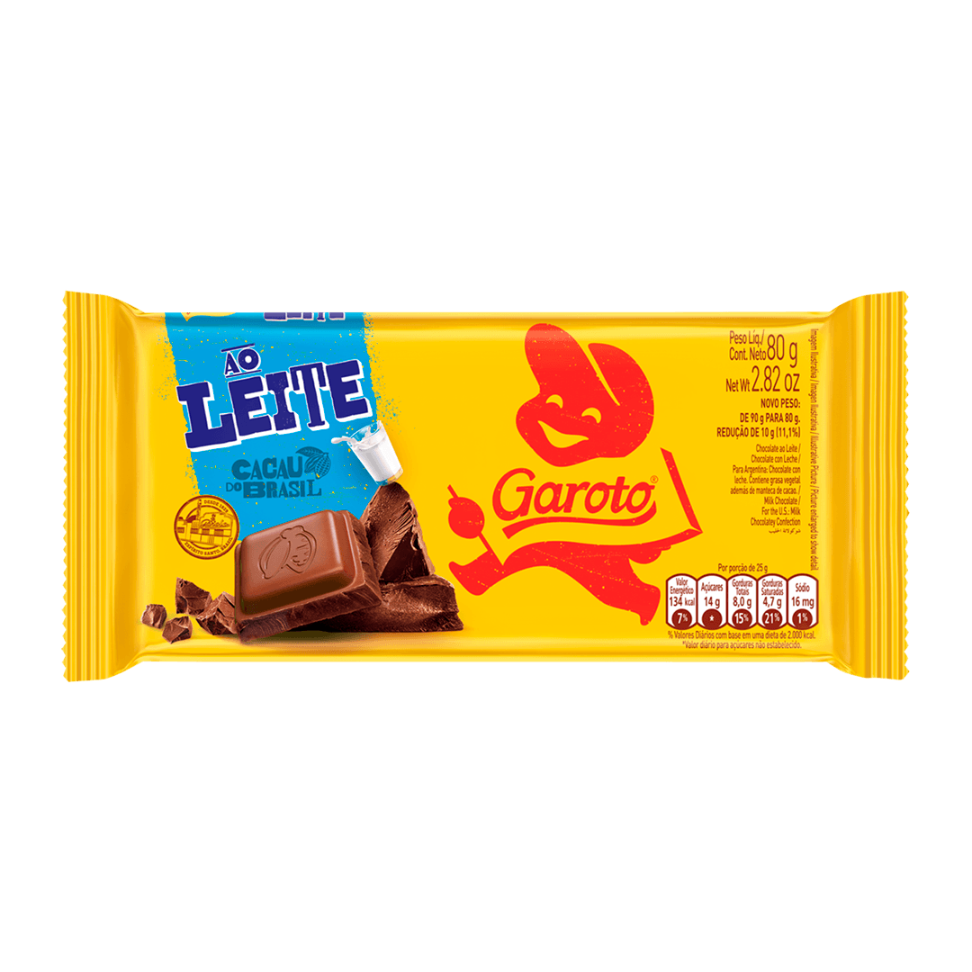 CHOCO GAROTO TABLET AO LEITE 16X80GR | NESTLE