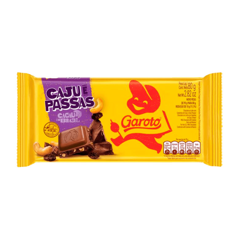 CHOCO GAROTO TABLET CAJU PASSAS 16X80GR | NESTLE