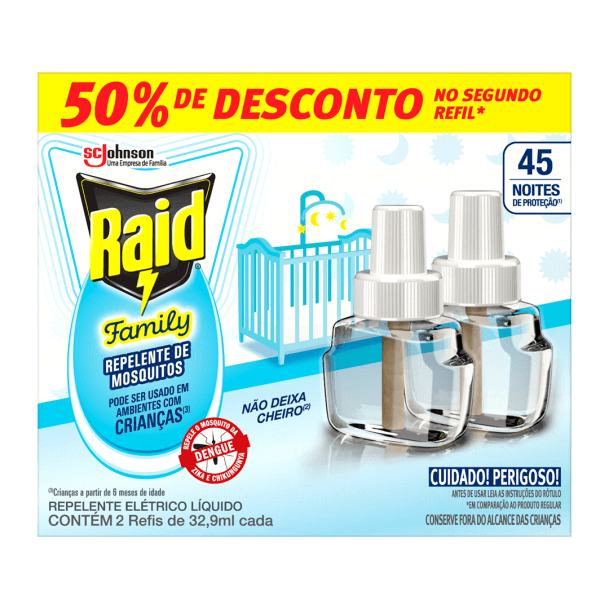 RAID REFIL LIQUIDO 45 NOITES 2 UN AQBASE | SCJOHNSON