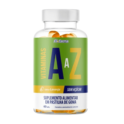 GOMA VITAMINA A A Z POTE FLOFARMA LARANJA 60UN | FLORESTAL ALIMENTOS S/A