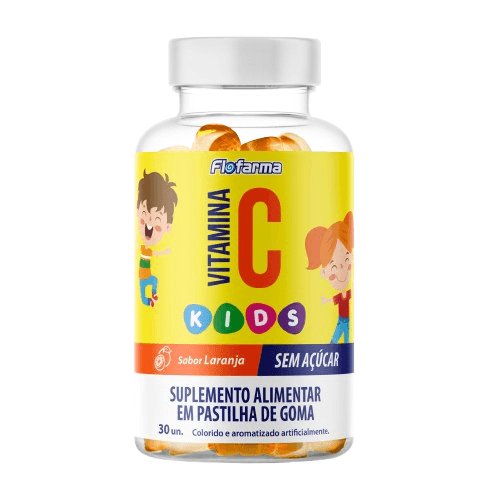 GOMA VITAMINA C KIDS POTE FLOFARMA LARANJA 30UN | FLORESTAL ALIMENTOS S/A