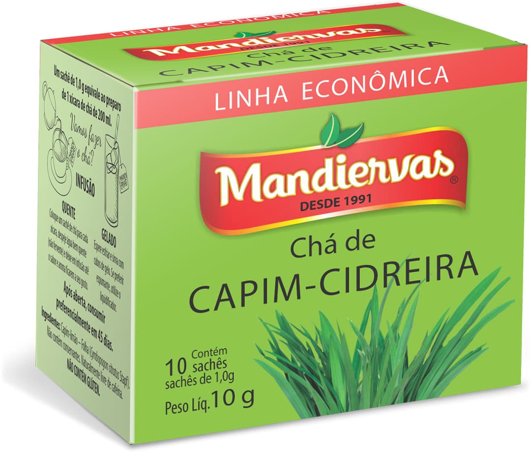 CHA MANDIERVAS CAPIM CIDREIRA 10GR ECONOMICA