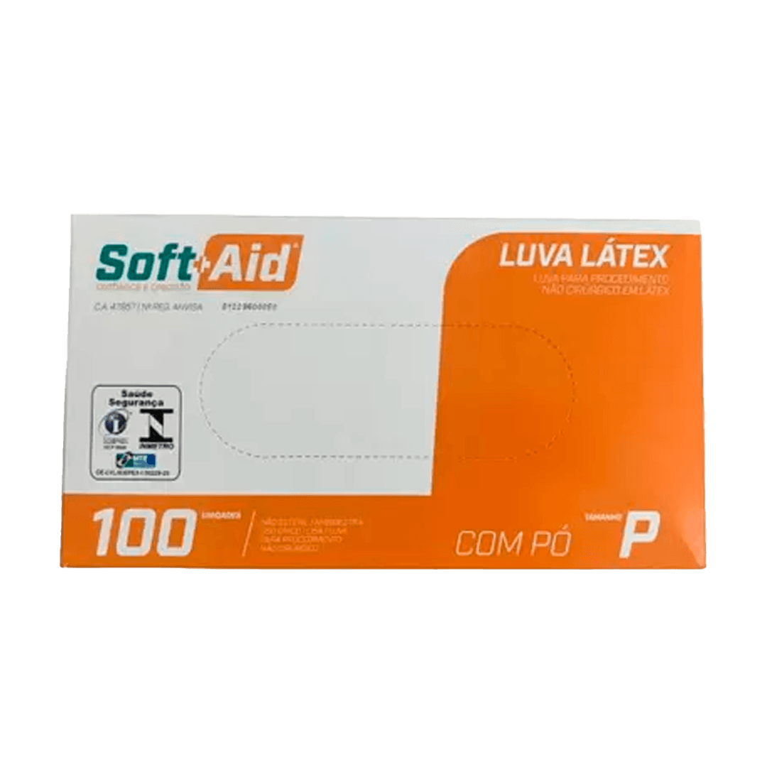 LUVA PROCED SOFTAID LATEX  P 100 UN | MEDIC