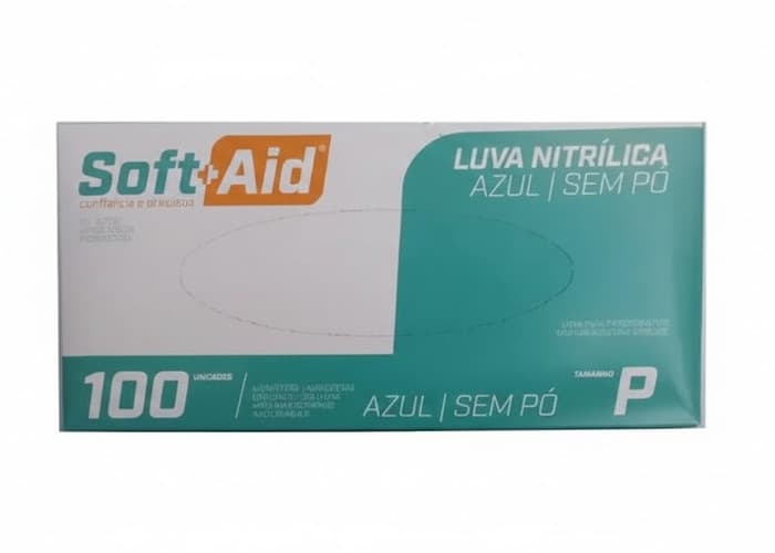 LUVA NITRILICA SOFTAID AZUL P 100 UN | MEDIC