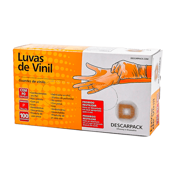 LUVA DESCARPACK VINIL COM PO 100 UN | DESCARPACK DESCARTAVEIS DO BRASIL LTDA