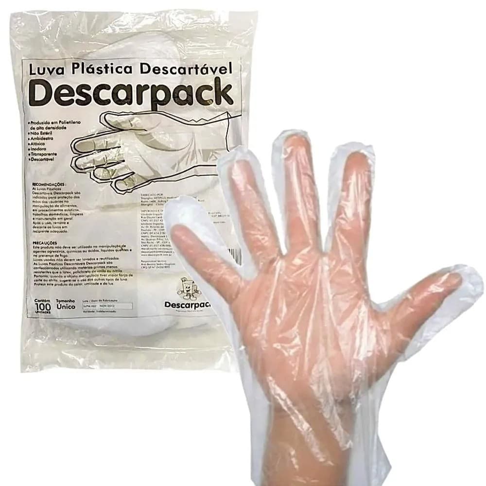 LUVA PLASTICA DESCARPACK 100 UN | DESCARPACK DESCARTAVEIS DO BRASIL LTDA
