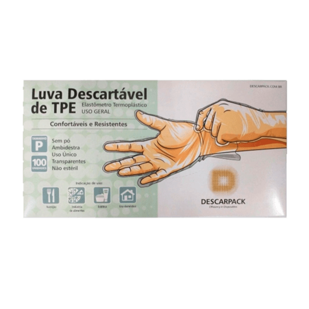 LUVA DESCARPACK VINILSOFT TPE P 100 UN | DESCARPACK DESCARTAVEIS DO BRASIL LTDA