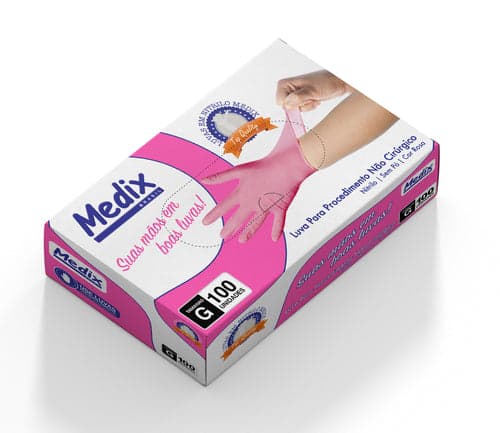 LUVA MEDIX NITRILICA S/ PO ROSA G 100UN | MEDIC