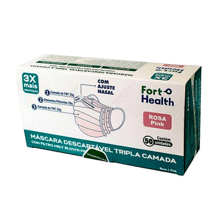 MASCARA TRIPLA FORTFLEX ROSA 50UN | MULTILASER