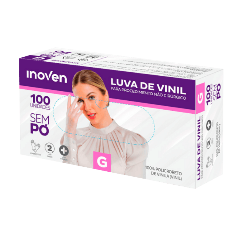 LUVA INOVEN VINIL S-PO G 100 UN | INOVATEX