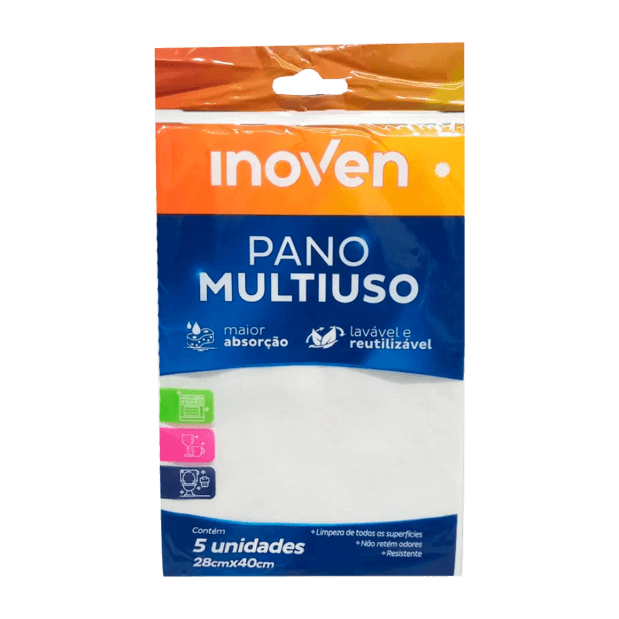 PANO MULTIUSO INOVEN BRANCO 5 UN | 3B PLASTICOS