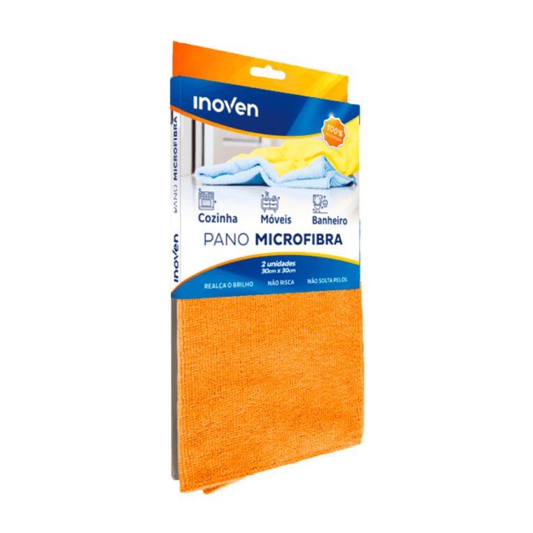 PANO INOVEN LARANJA MICROFIBRA 30X30CM  2UN | 3B PLASTICOS