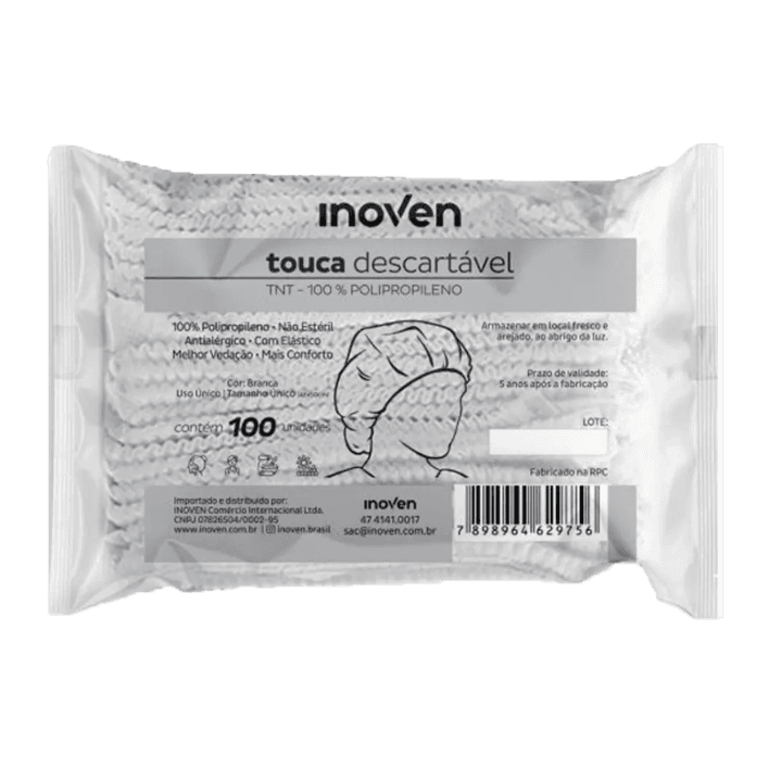 TOUCA NYLON INOVEN BRANCA 100 UN | DESCARPACK DESCARTAVEIS DO BRASIL LTDA